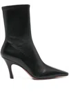 Amina Muaddi Jamie Nappa Leather Ankle Boots Stiletto In Black