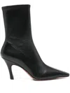 Amina Muaddi Jamie Nappa Leather Ankle Boots Stiletto In Black