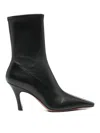 Amina Muaddi Jamie Nappa Leather Ankle Boots Stiletto In Black