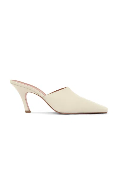 Amina Muaddi Jamie Leather Mules In White