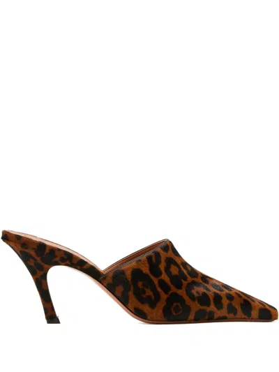Amina Muaddi Jamie Leopard-print Heeled Mules In Brown
