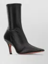 Amina Muaddi Jamie Nappa Leather Ankle Boots Stiletto In Black