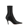 Amina Muaddi Jamie Nappa Leather Ankle Boots Stiletto In Black