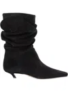 Amina Muaddi Jamie Ruched Ankle Boots In Black