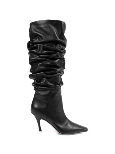 Amina Muaddi Jamie Slouch Bootie 80 Black Nappa
