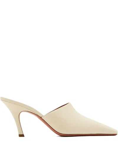 Amina Muaddi Jamie Square-toe Heeled Mules In Neutral