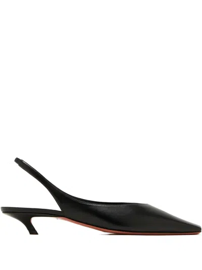Amina Muaddi Jamie Square-toe Slingback-strap Pumps In Black