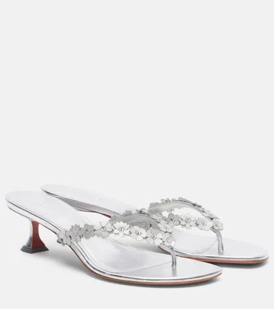 Amina Muaddi Janis 45 Crystal-embellished Leather Thong Sandals In White