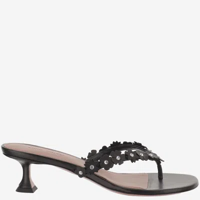Amina Muaddi Janis Leather Sandals In Black