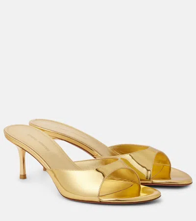 Amina Muaddi Jeanne 60 Metallic Leather Mules In Gold