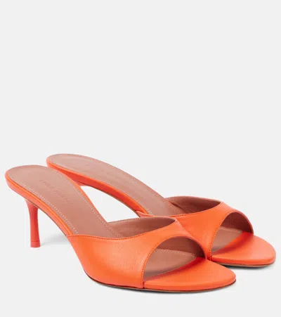 Amina Muaddi Jeanne 60mm Leather Mules In Orange