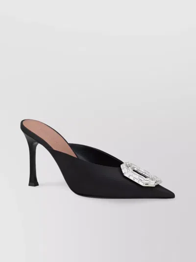 Amina Muaddi Jewel Embellished Silk Satin Pumps In Black