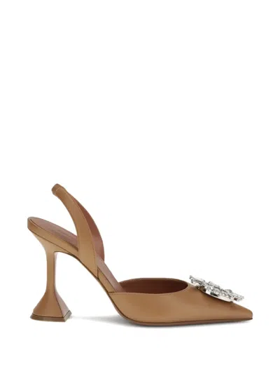 Amina Muaddi Pointed-toe High-heeled Sandals In Brown