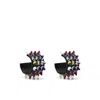Amina Muaddi Crystal Embellished Small Hoop Earrings In Black/purple