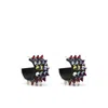Amina Muaddi Crystal Embellished Small Hoop Earrings In Black/purple