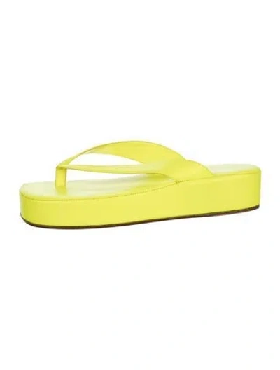 Pre-owned Amina Muaddi Johana Leather Flip Flops In Green