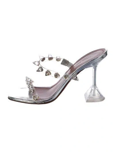 Pre-owned Amina Muaddi Julia Pvc Mule Sandals Pvc Slides In Silver
