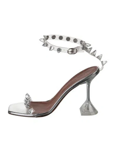 Pre-owned Amina Muaddi Julia Pvc Sandals In Silver