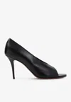 Amina Muaddi Julianne 90 Nappa Leather Sandals In Black