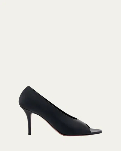 Amina Muaddi Julianne Peep-toe Leather Pumps In Black
