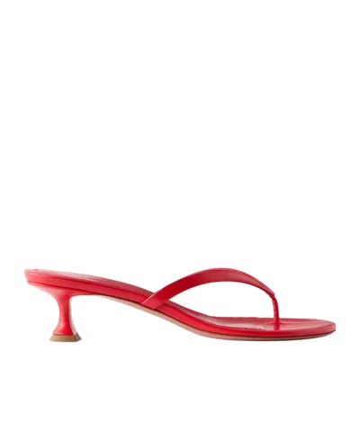 Amina Muaddi Juliette 45 Leather Sandals In Red