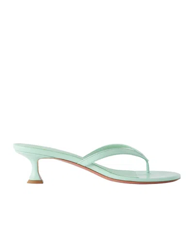 Amina Muaddi Juliette 45 Leather Thong Sandals In Green