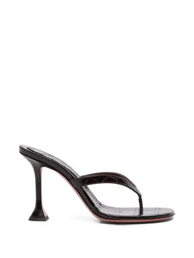 Amina Muaddi Juliette Croc-effect Leather Sandals In Brown