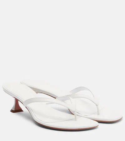 Amina Muaddi Juliette 45 Leather Thong Sandals In White