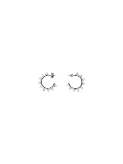 Amina Muaddi 'karma Spike' Earrings In Argento