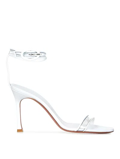 Amina Muaddi Kim Glass Sandal 95 Transparent Pvc In White