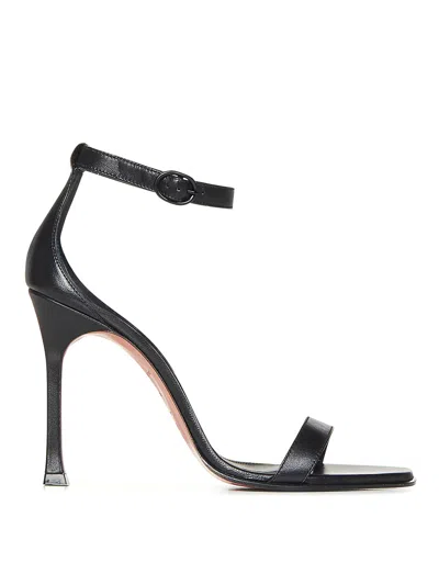 Amina Muaddi Kim Sandal 105 Black Nappa Leather Sandals