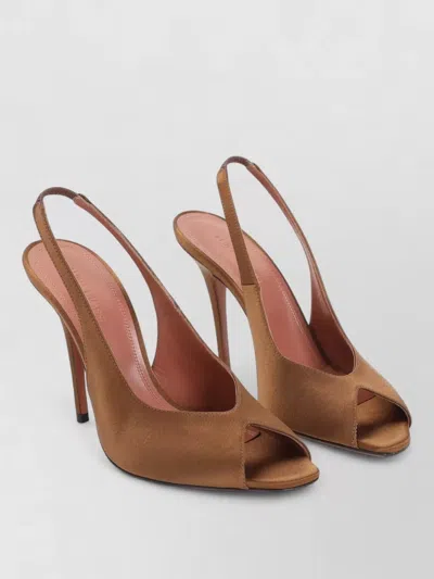 Amina Muaddi Kistina 105 Slingback Satin Peep Toe Mules In Multi