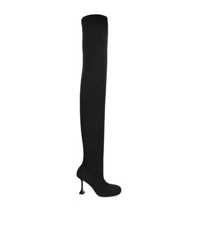 Amina Muaddi Knitted Veneda Over-the-knee Boots 95 In Black