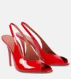 Amina Muaddi Kristina 105 Patent Leather Peep-toe Pumps In Red
