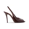 Amina Muaddi Open-toe Brown Patent Leather Stiletto Pumps