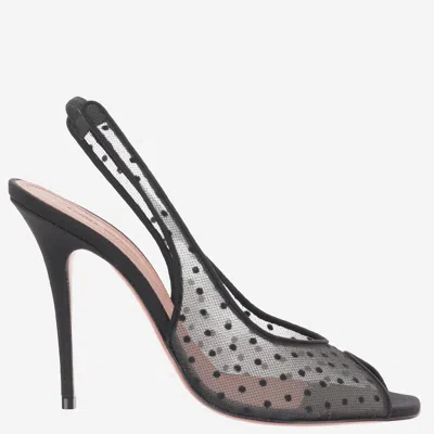 Amina Muaddi 105mm Kristina Polka-dot Slingback Pumps In Black