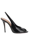 Amina Muaddi Kristina 105 Patent Leather Peep-toe Pumps In Black