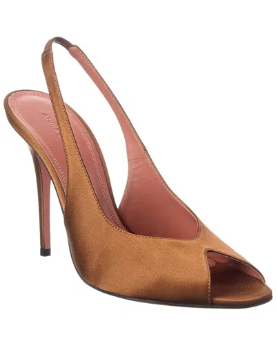 Amina Muaddi Kristina Satin Slingback Sandal In Animal Print