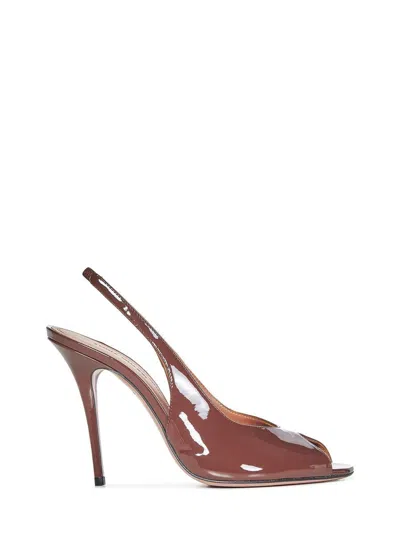 Amina Muaddi Kristina Sling 105 Leather Slingback Pumps In Brown