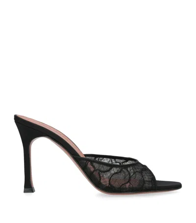 Amina Muaddi Lace Alexa Heeled Mules 95 In Black