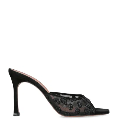 Amina Muaddi Lace Alexa Heeled Mules 95 In Black