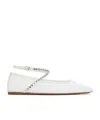 Amina Muaddi White Ane Lace Ballerina Flats In White