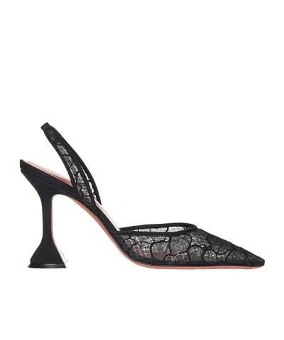 Amina Muaddi Lace Detail High-heeled Sandals In Black