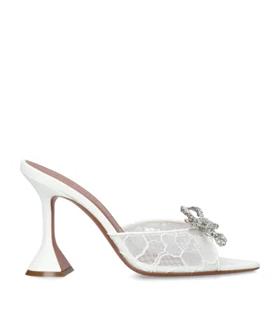Amina Muaddi Lace Embellished Rosie Heeled Mules 95 In White