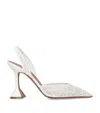 Amina Muaddi Sculptural Heel Leather Slingback Pumps In White