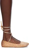 Amina Muaddi Beige Ane Crystal Lace Up Ballerina Flats