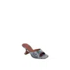 Amina Muaddi Ladies Lupita Printed Suede Tie Dye Denim Sandals In Blue