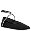 Amina Muaddi Ane Crystal-embellished Mesh Ballerina Shoes In Black