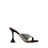 Amina Muaddi Open-toed Square Toed High-heeled Sandals In White/black