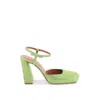 Amina Muaddi Charlotte Pumps With Crystals In Green